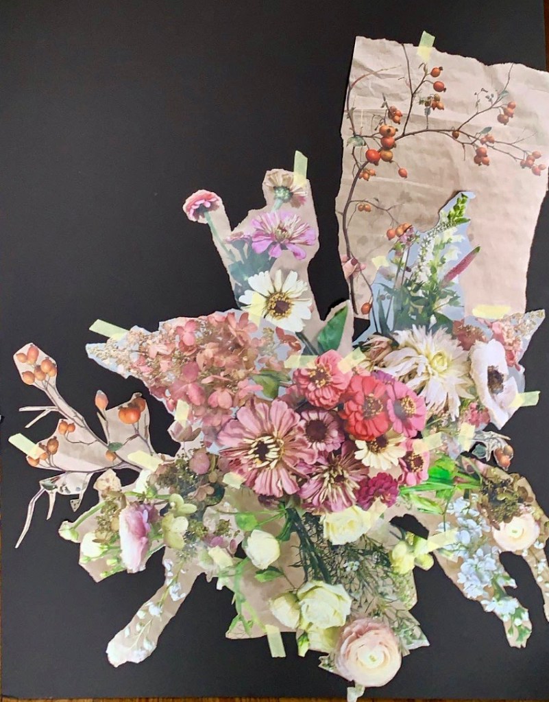 Stage 1. Collage photos together to make the base of the painting. 